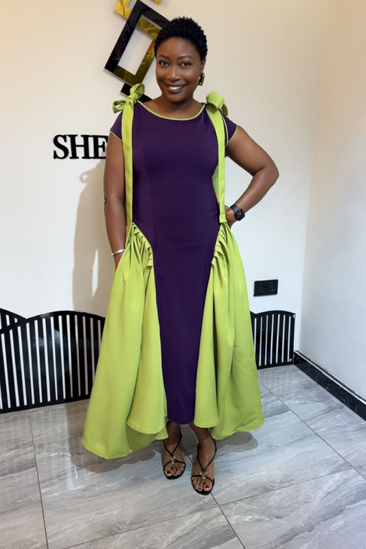 Lexie dress {Plum and lemon green}