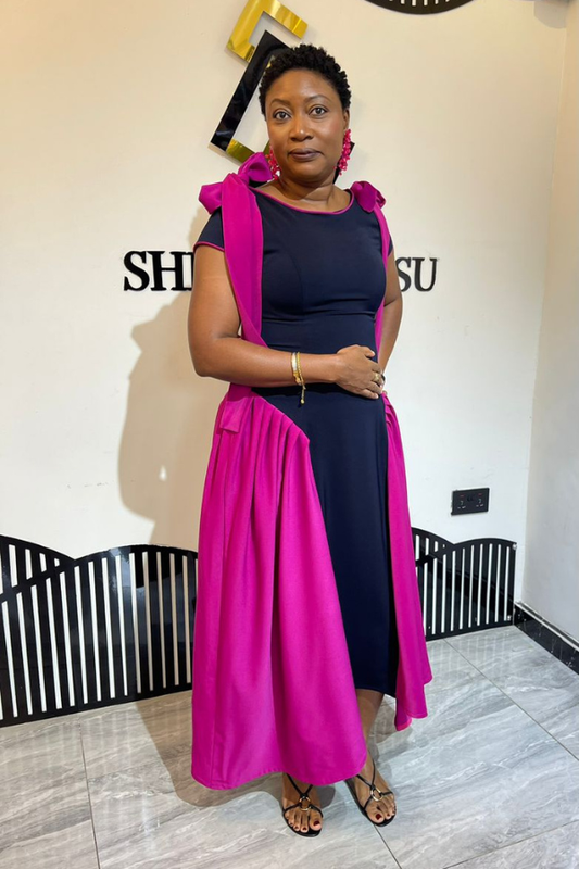 Lexie dress {Navy and fuschia}