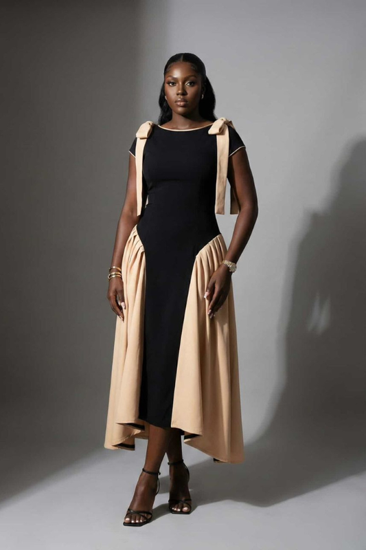 Lexie dress {Black and sand}