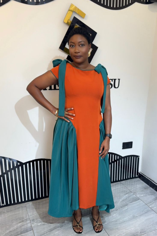 Lexie dress {Burnt orange and teal}