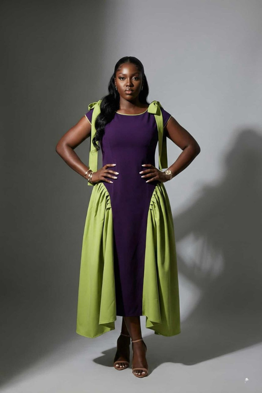 Lexie dress {Plum and lemon green}