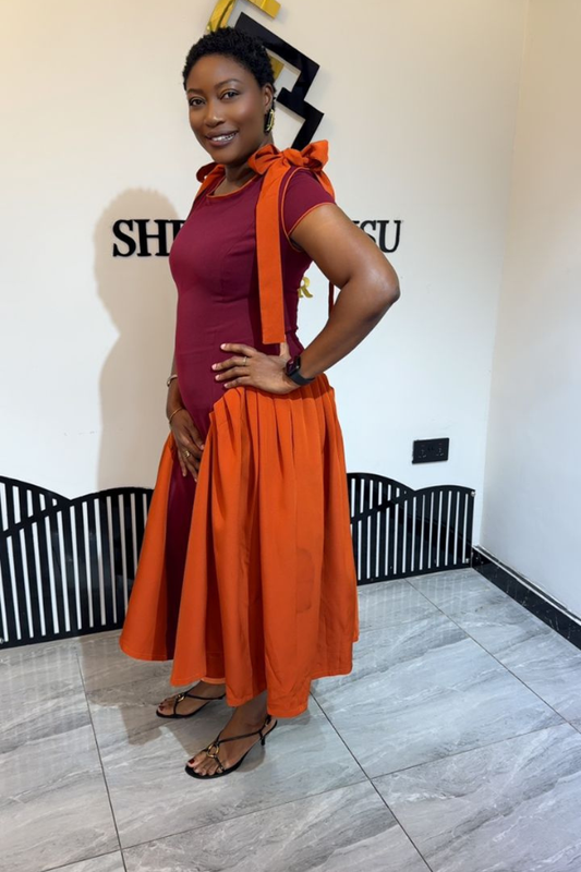 Lexie dress {Burgundy and burnt orange}
